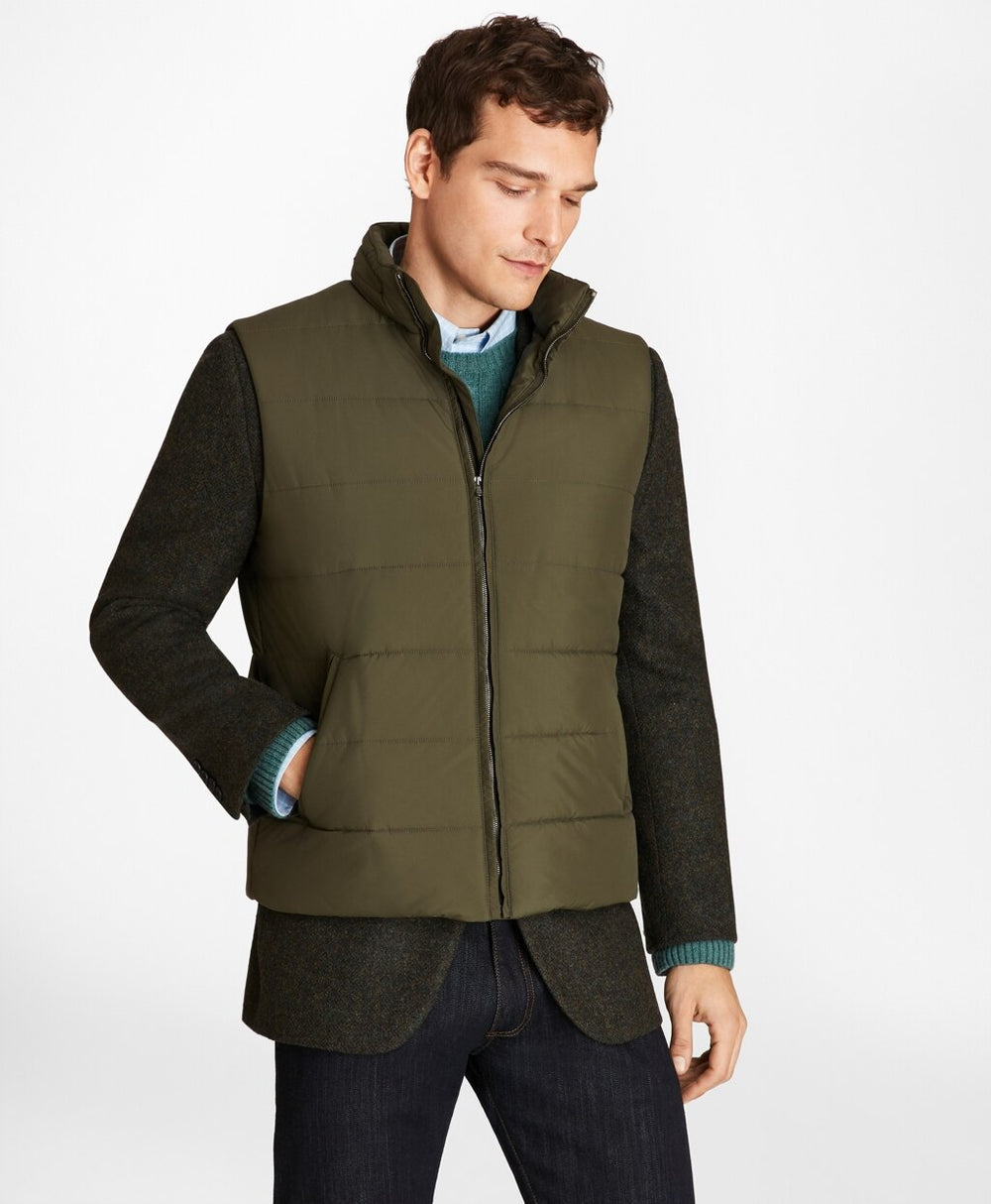 Brooks Brothers Men Water-Repellent Tech Twill Quilted Vest