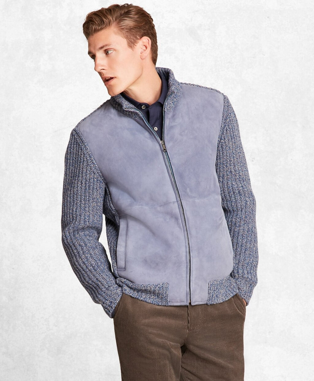 Brooks Brothers Men Golden Fleece® Shearling Zip-Up Cardigan Jacket