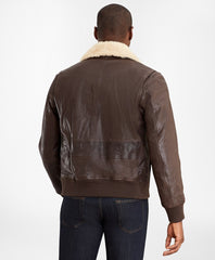 Brooks Brothers Men Leather Aviator Jacket