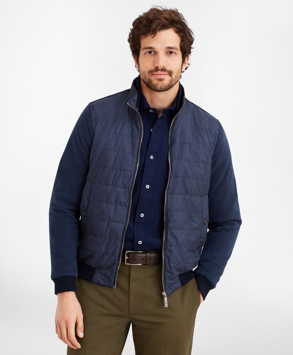 Brooks Brothers Men Mixed-Media Quilted Bomber Jacket