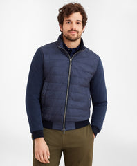 Brooks Brothers Men Mixed-Media Quilted Bomber Jacket