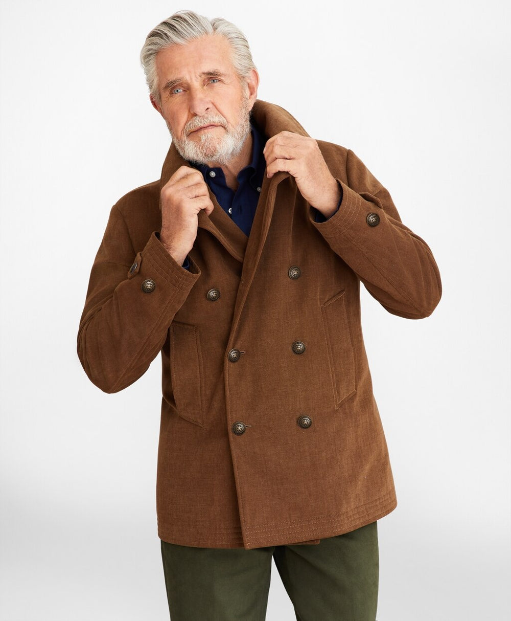 Brooks Brothers Men Brushed Canvas Peacoat