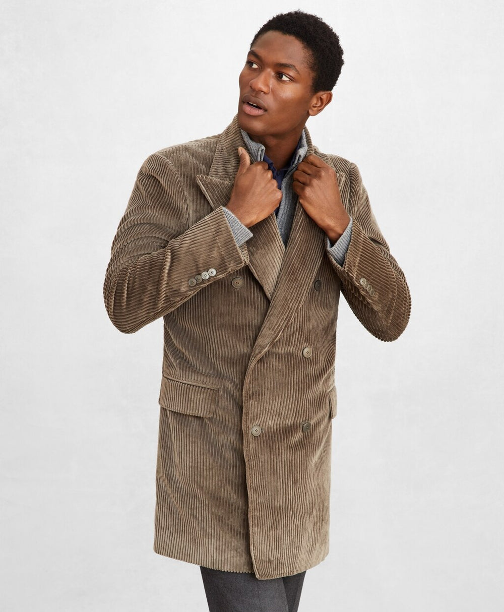 Brooks Brothers Men Golden Fleece® Double-Breasted Corduroy Topcoat