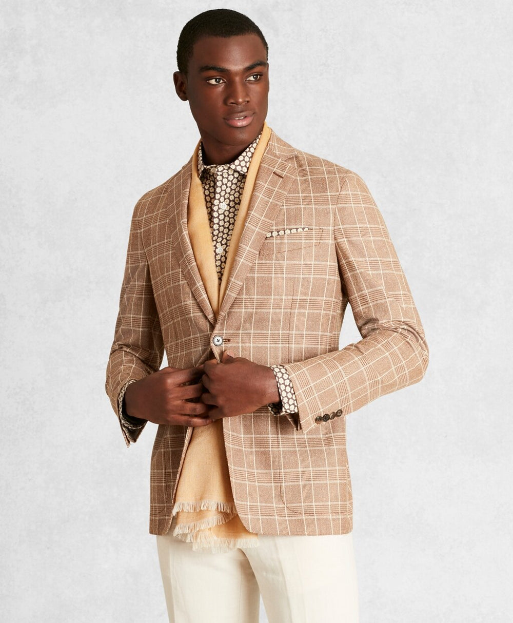 Brooks Brothers Men Golden Fleece® Wool-Blend Check Twill Sport Coat