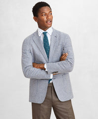 Brooks Brothers Men Golden Fleece® Wool-Blend Houndstooth Blue Sport Coat