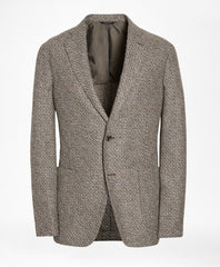 Brooks Brothers Men Golden Fleece® Wool-Blend Houndstooth Brown Sport Coat