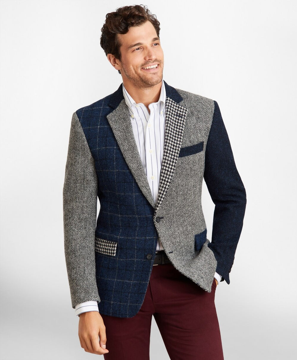 Brooks Brothers Men Regent Fit Harris Tweed Mixed Pattern Sport Coat