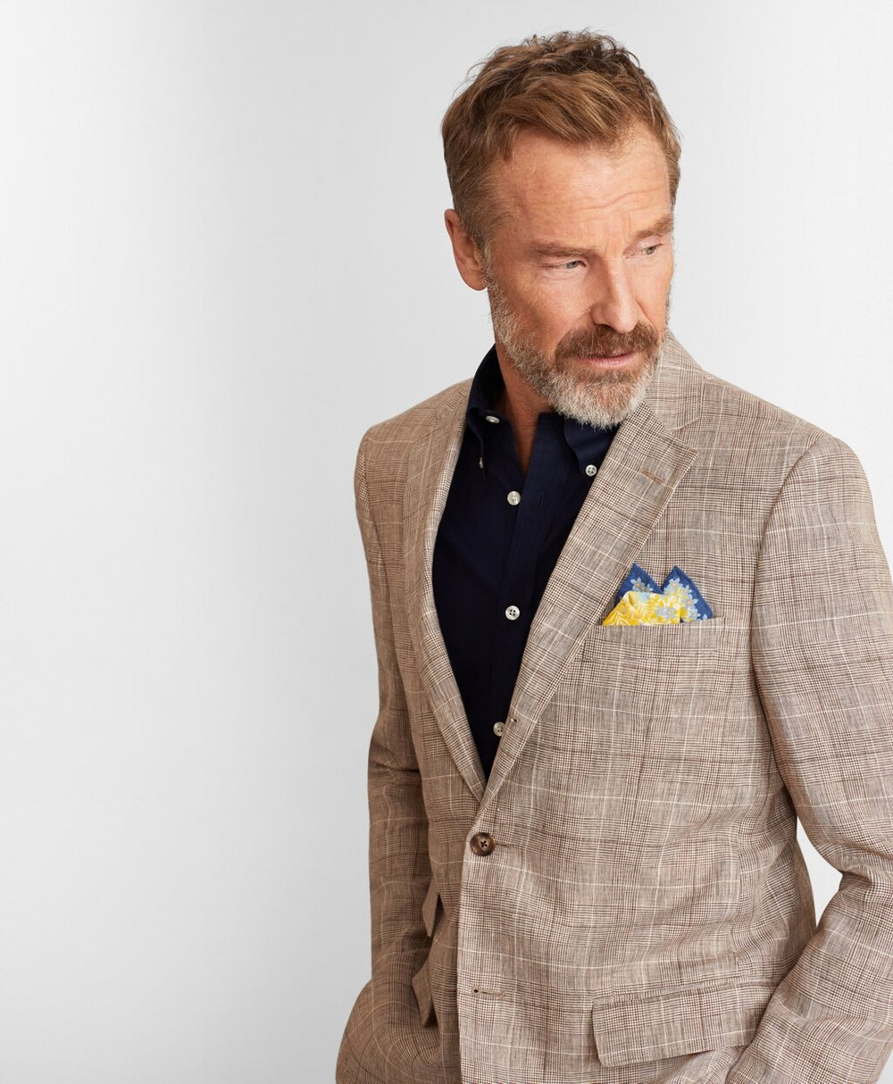 Brooks Brothers Men Madison Fit Linen Check Sport Coat