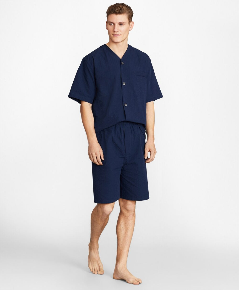 Brooks Brothers Men Seersucker Tonal Stripe Short Pajamas