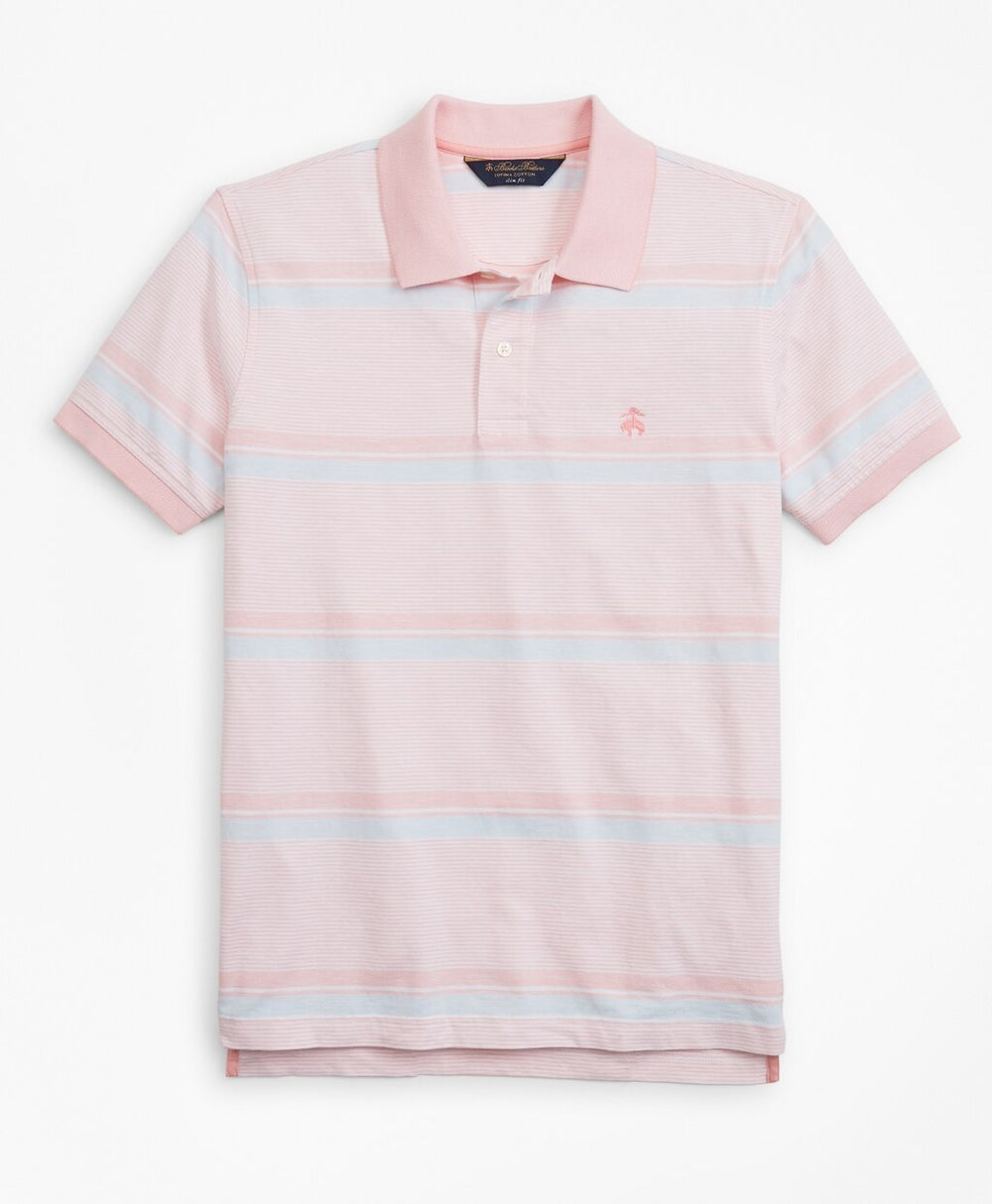 Brooks Brothers Men Original Fit Cotton and Linen Horizontal Stripe Polo Shirt