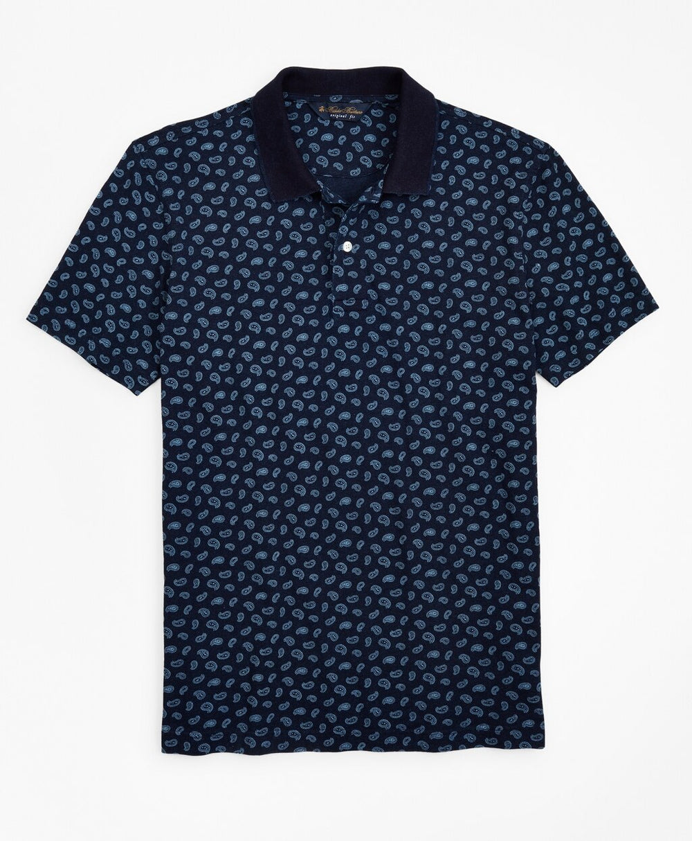 Brooks Brothers Men Original Fit Indigo Printed Paisley Polo Shirt