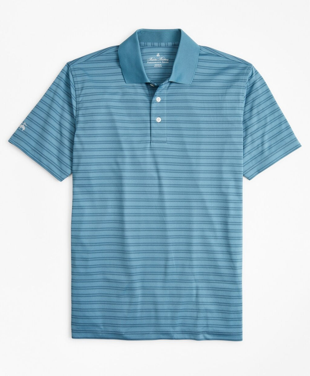 Brooks Brothers Men Performance Series Textured Double-Stripe Polo Shirt