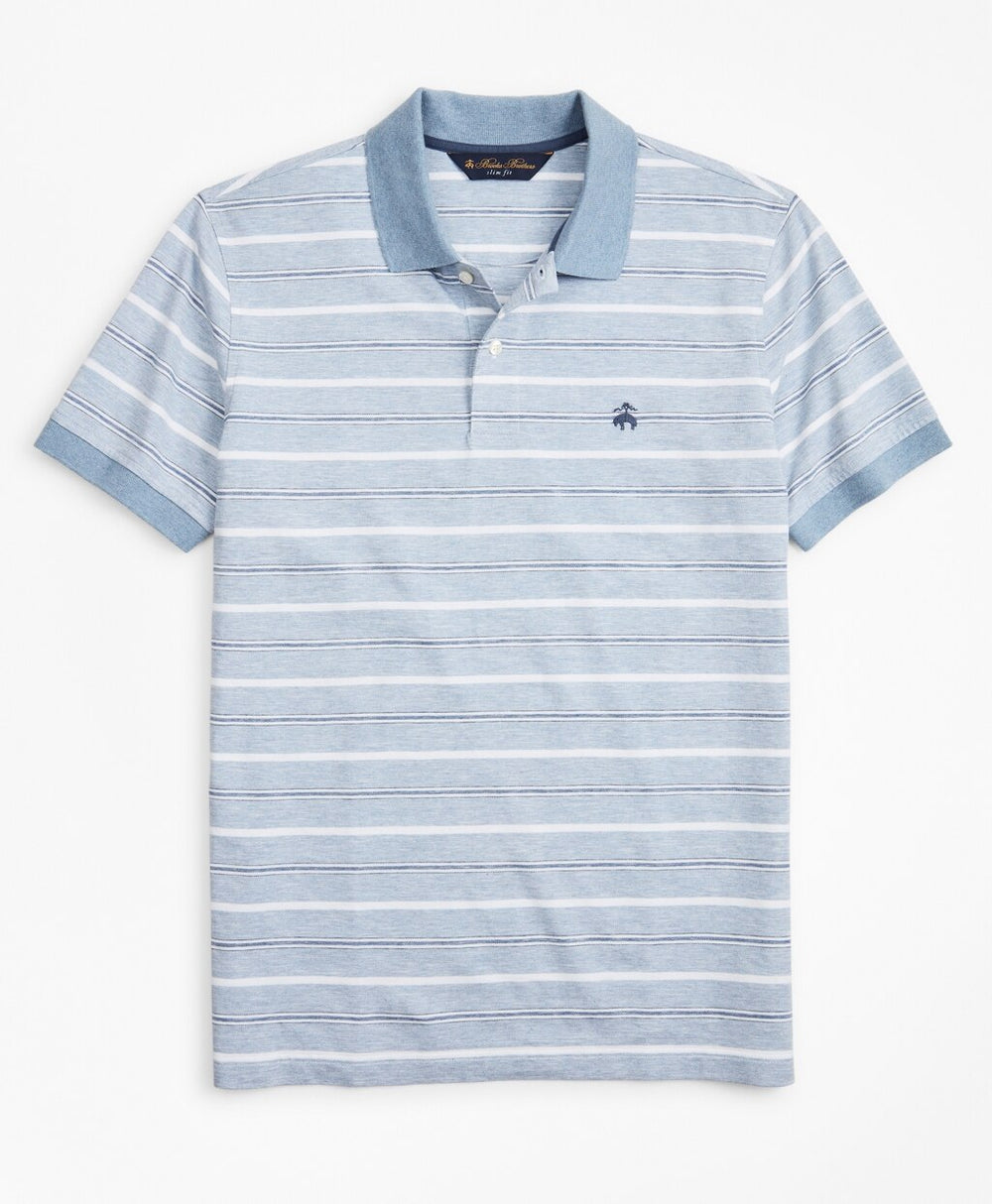 Brooks Brothers Men Slim Fit Cotton and Linen Stripe Polo Shirt