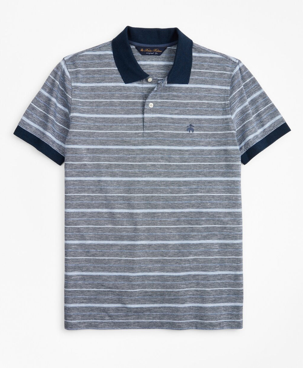 Brooks Brothers Men Original Fit Cotton and Linen Stripe Polo Shirt
