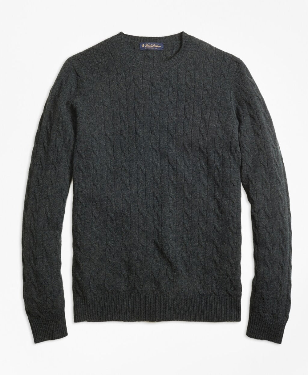 Brooks Brothers Men Cashmere Cable Crewneck Sweater