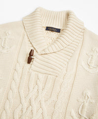 Brooks Brothers Men Supima® Cotton Anchor Cable Shawl Collar Sweater