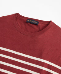Brooks Brothers Men Silk and Cotton Stripe Crewneck Sweater