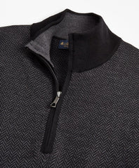Brooks Brothers Men Washable Merino Wool Herringbone Half-Zip