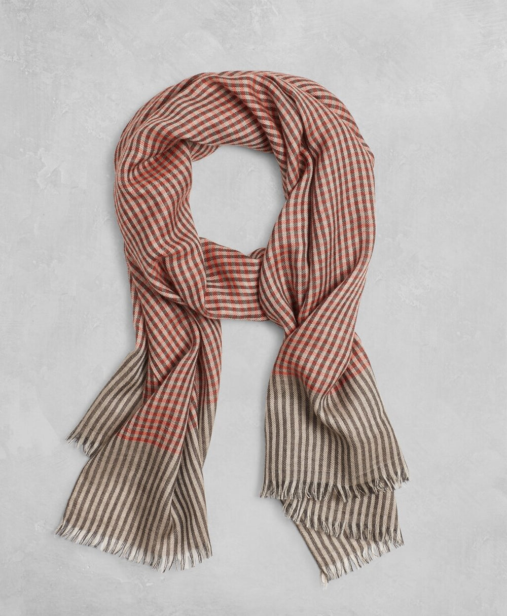 Brooks Brothers Men Golden Fleece® Checked Cashmere Silk Scarf