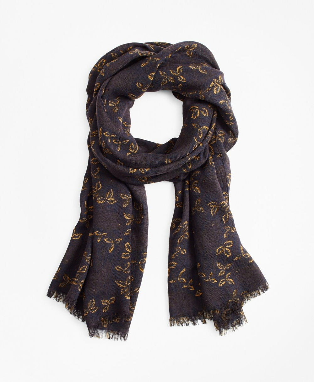 Brooks Brothers Men Leaf Print Scarf