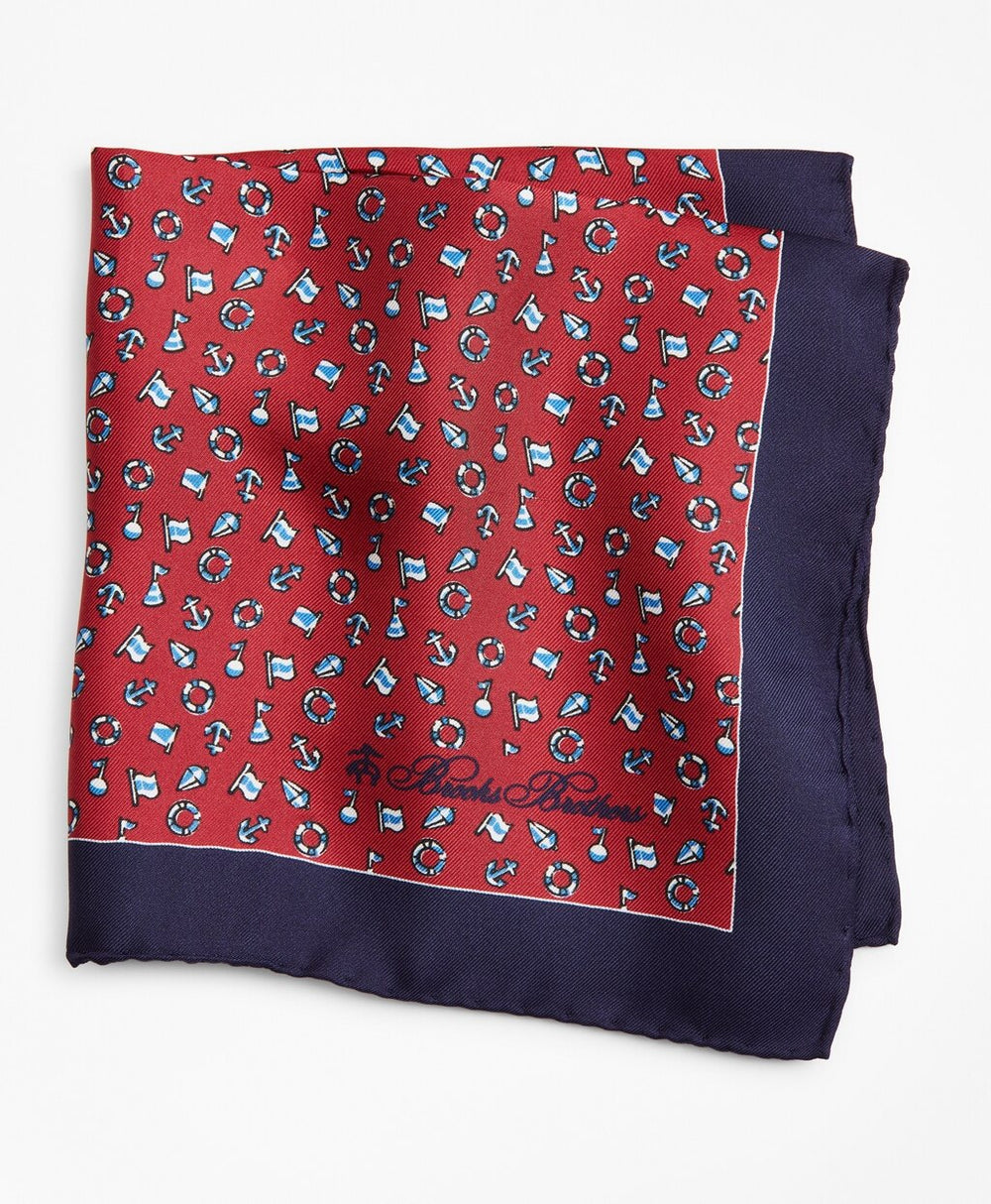 Brooks Brothers Men Nautical Motif Pocket Square