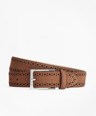 Brooks Brothers Men 1818 Perforated Stitch Suede Belt