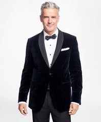 Brooks Brothers Men Regent Fit Black Watch Shawl Collar Tuxedo Jacket
