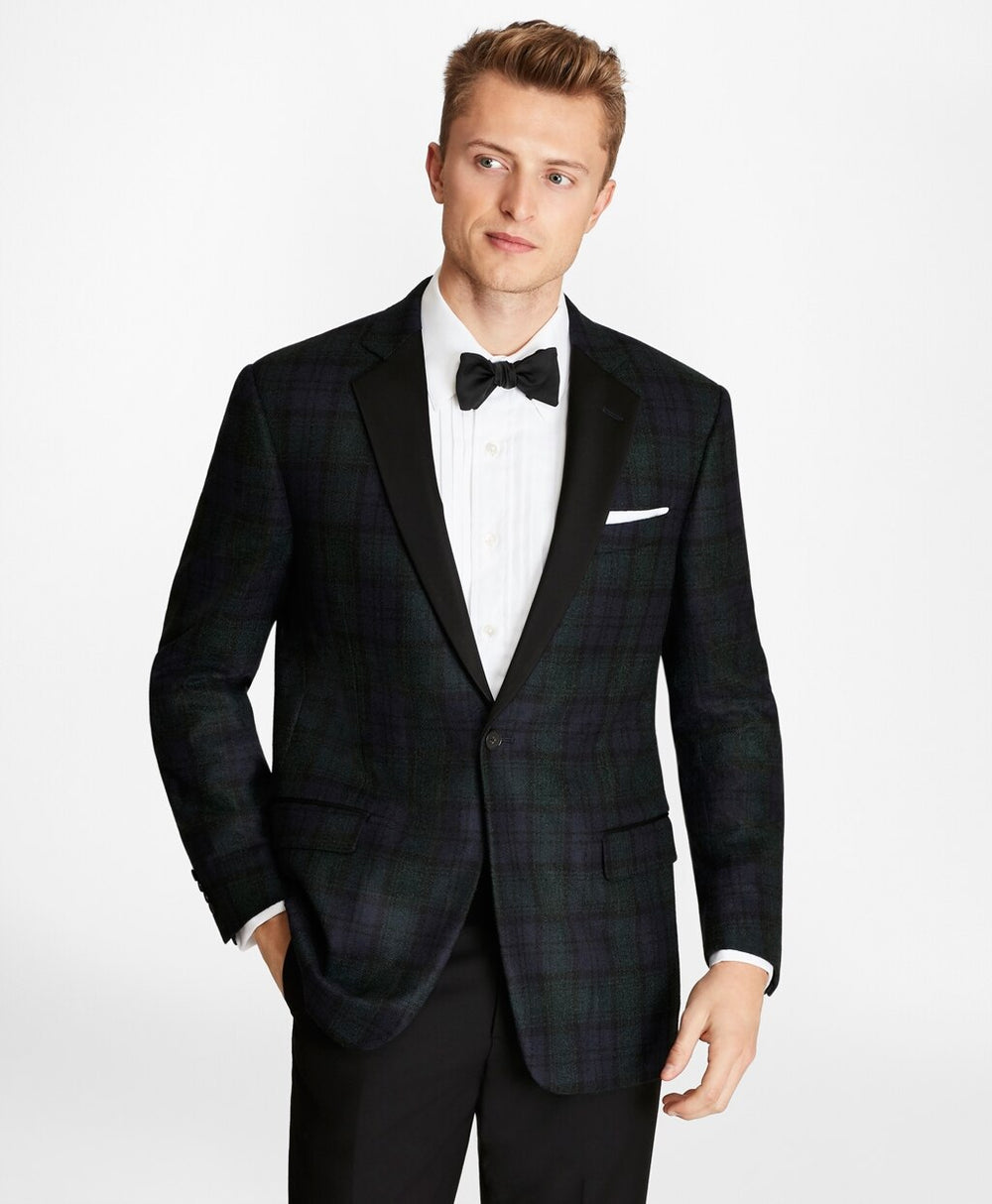 Brooks Brothers Men Regent Fit Black Watch Wool Tuxedo Jacket