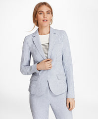 Brooks Brothers Women Petite Striped Stretch Cotton Seersucker Jacket