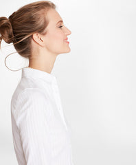 Brooks Brothers Women Petite Tailored-Fit Diamond-Stripe Dobby Cotton Shirt