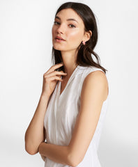 Brooks Brothers Women Petite Diamond-Stripe Dobby Cotton Sleeveless Blouse