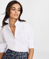 Brooks Brothers Women Petite Non-Iron Striped Supima® Cotton Fitted Shirt