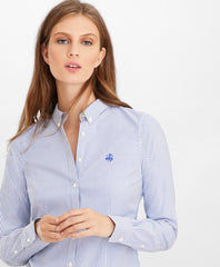 Brooks Brothers Women Petite Non-Iron Tailored-Fit Bengal Stripe Supima® Cotton Pinpoint Oxford Shirt