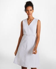 Brooks Brothers Women Petite Striped Stretch Cotton Seersucker Dress