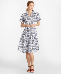 Brooks Brothers Women Petite Toile Supima® Cotton Sateen Shirt Dress