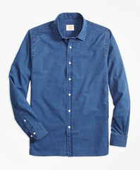 Brooks Brothers Men Indigo-Dyed Cotton Chambray Sport Shirt
