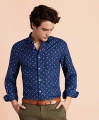 Brooks Brothers Men Floral Linen-Blend Sport Shirt