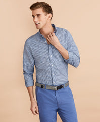 Brooks Brothers Men Indigo Red Fleece Print Shirt