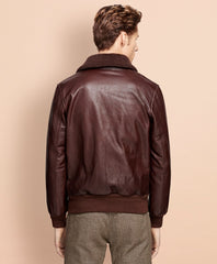 Brooks Brothers Men Leather Bomber Jacket
