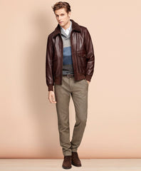 Brooks Brothers Men Leather Bomber Jacket