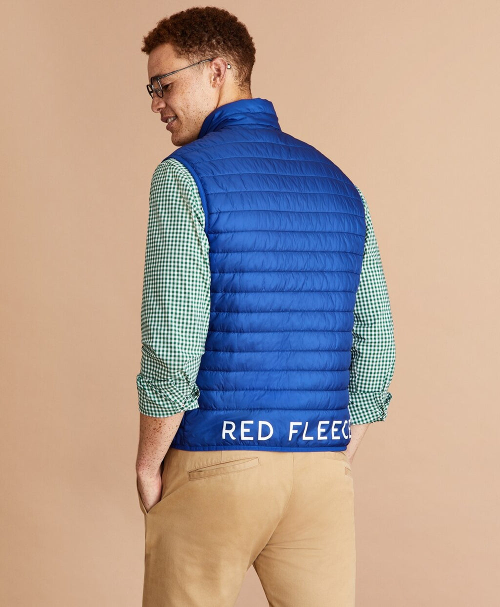 Brooks Brothers Men Water-Resistant Red Fleece Puffer Vest