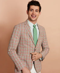 Brooks Brothers Men Plaid Linen Sport Coat