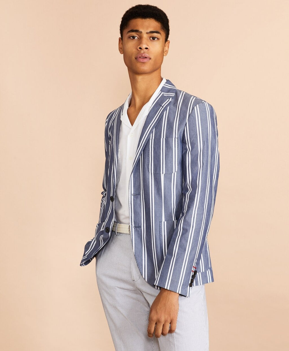 Brooks Brothers Men Striped Cotton Chambray Sport Coat