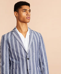 Brooks Brothers Men Striped Cotton Chambray Sport Coat