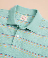 Brooks Brothers Men Multi-Color Stripe Slub Jersey Polo Shirt