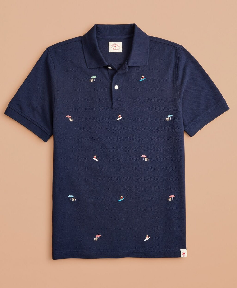 Brooks Brothers Men Embroidered Surfer Pique Polo