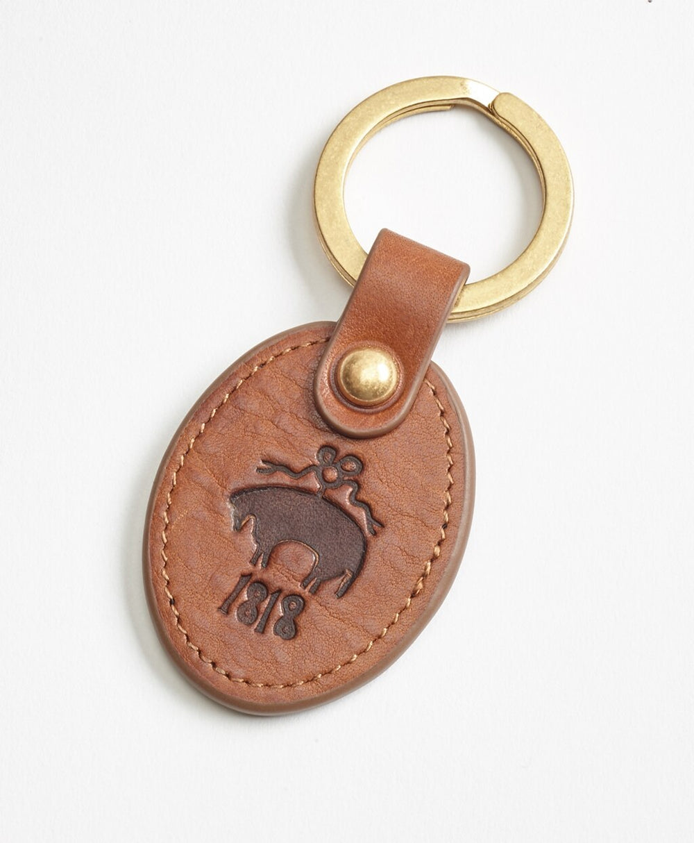 Brooks Brothers Men Leather Logo Key Fob