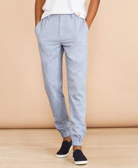 Brooks Brothers Men Cotton-Linen Chambray Joggers