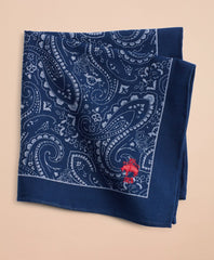 Brooks Brothers Men Cotton Paisley Pocket Square