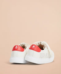 Brooks Brothers Women Ruffle-Trimmed Logo-Detail Leather Low-Top Sneakers